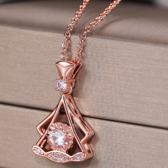 💞Shiny Unique Shape Rose Gold Plated Necklace for Women, MARR9003 - Picture 4 of 6
